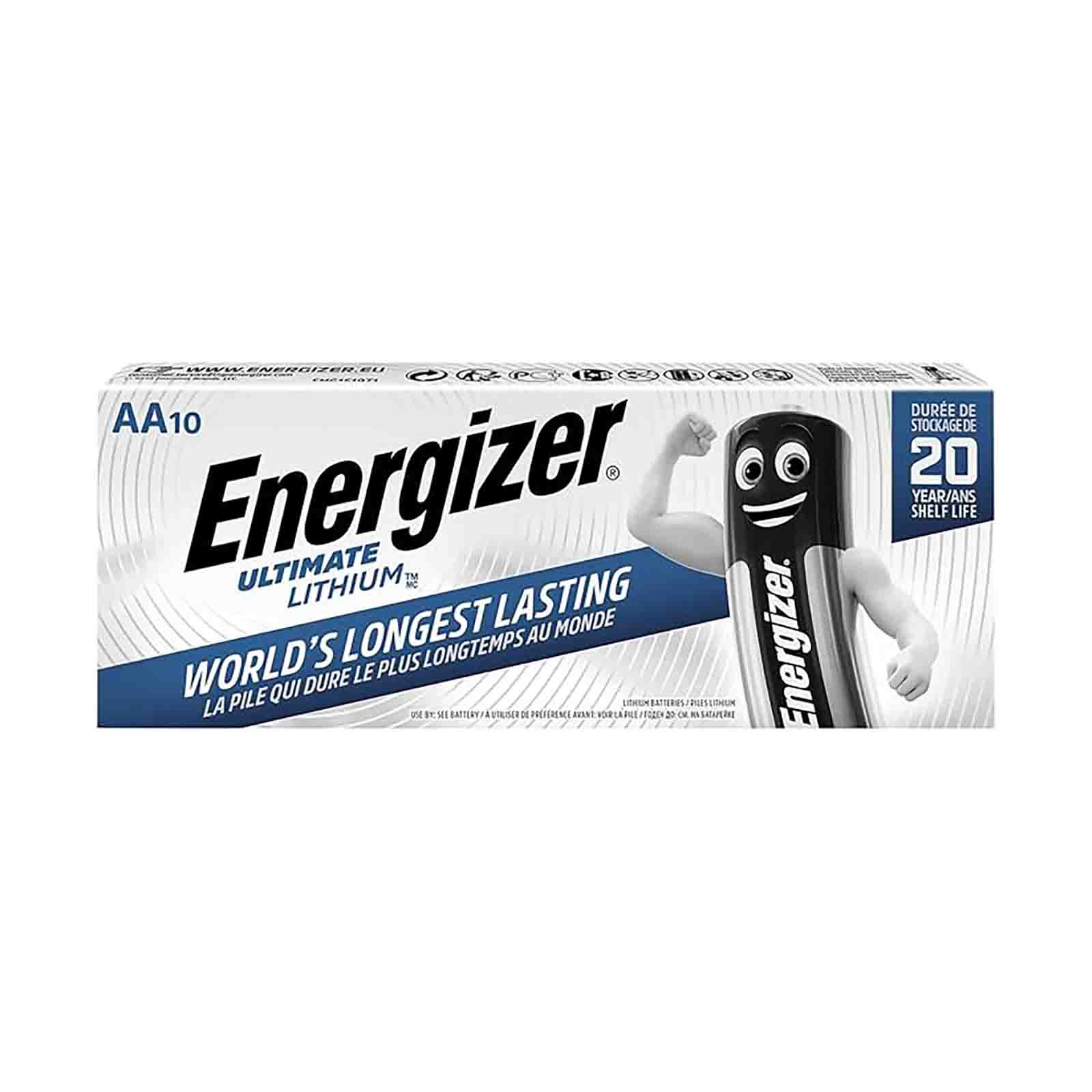 Lithium AA Batteries - Energizer Disposable 2900 mAh - 10 Pack